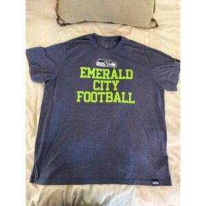 Nike Seattle Seahawks Emerald City Football Tee‎ Blue Green NFL Shirt Size 3XL